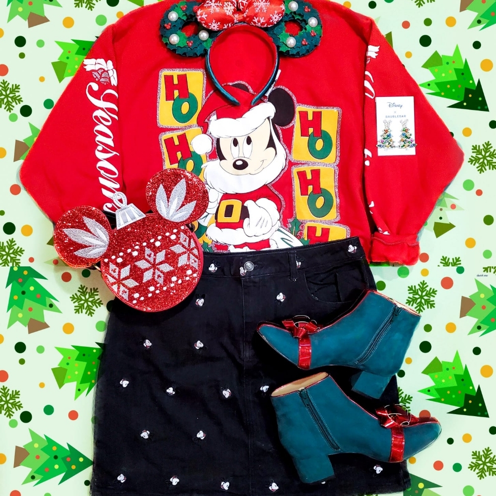 Vintage Mickey Mouse Christmas Sweater Ho Ho Ho the Walt Disney Company Red M